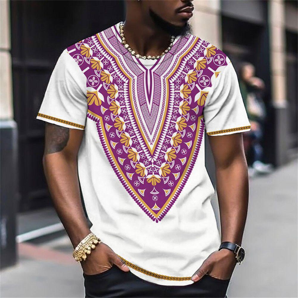 Dashiki tribale africano T-shirt 3D da uomo Moda Fresco Quotidiano Stile etnico T-shirt Outdoor Street Personalità Top Abbigliamento estivo