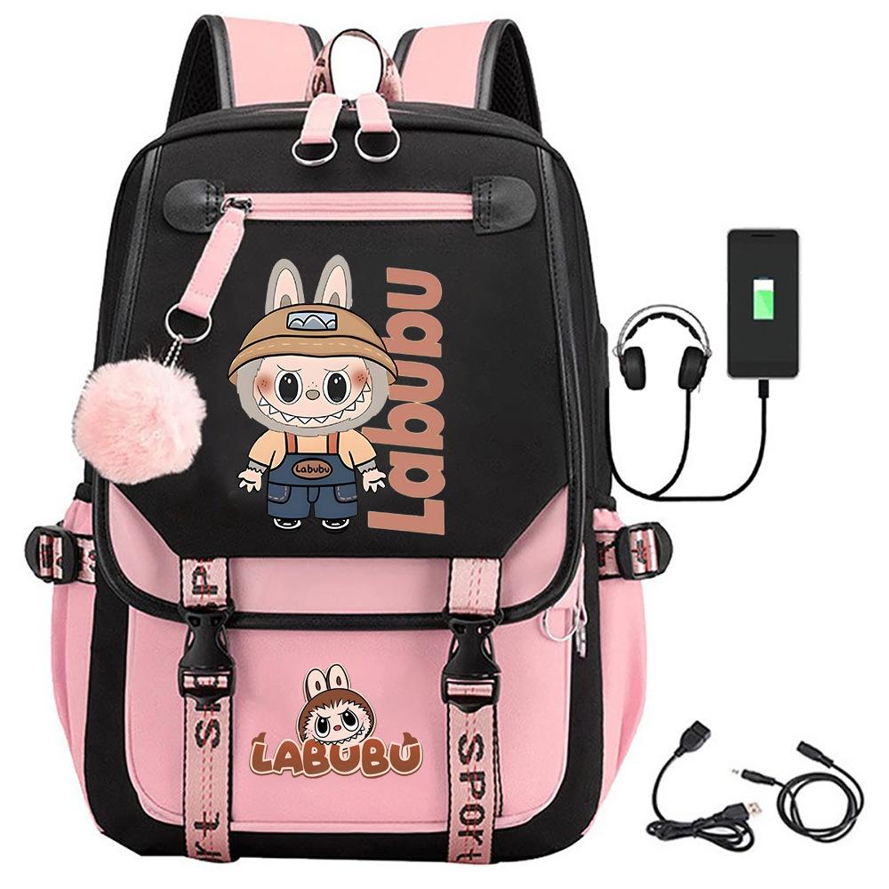 Cartoon Labubu Printed Backpack Travel Bag Computer Bag Student Male Female Casual Backpack School Bag
