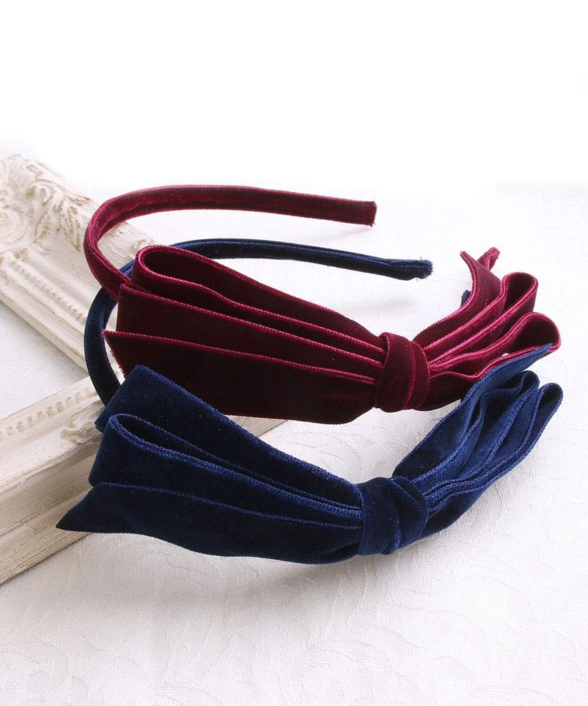 VINGTAINE Velvet Thin Ribbon Simple and Stylish Hair Gray Headband, Slim, Accessory, (HK-218-GY)