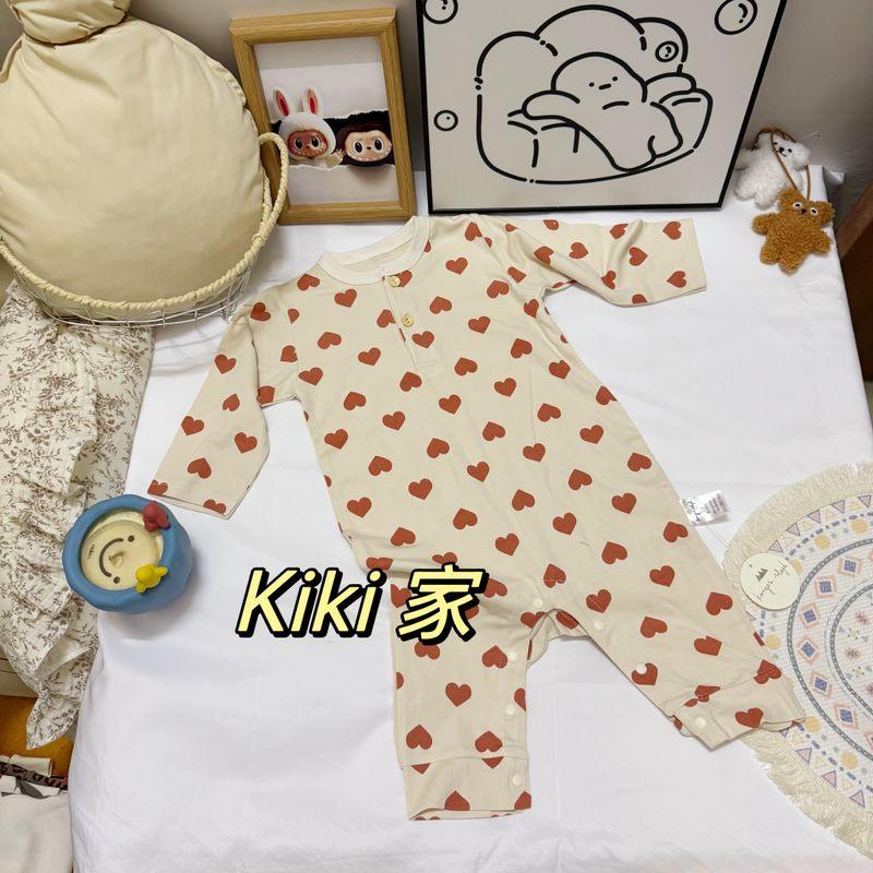 [Kiki] Daily Order Export New Arrival Infant Class a Pure Cotton Scandinavian Wind Length Jumpsuit One-Piece Romper Romper Romper heart shape 80