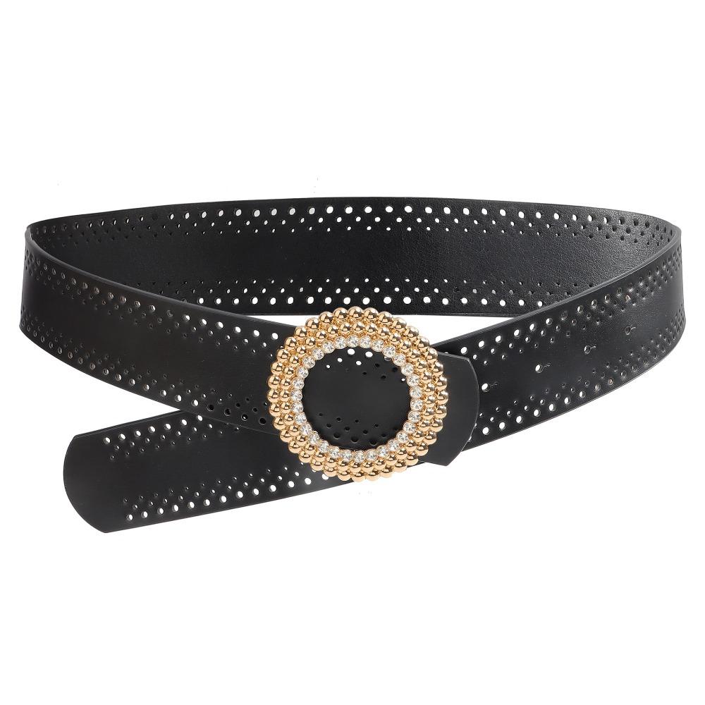 Retro Wide Belt Hollow Hollow Belts New Black Waistband for Women Girls