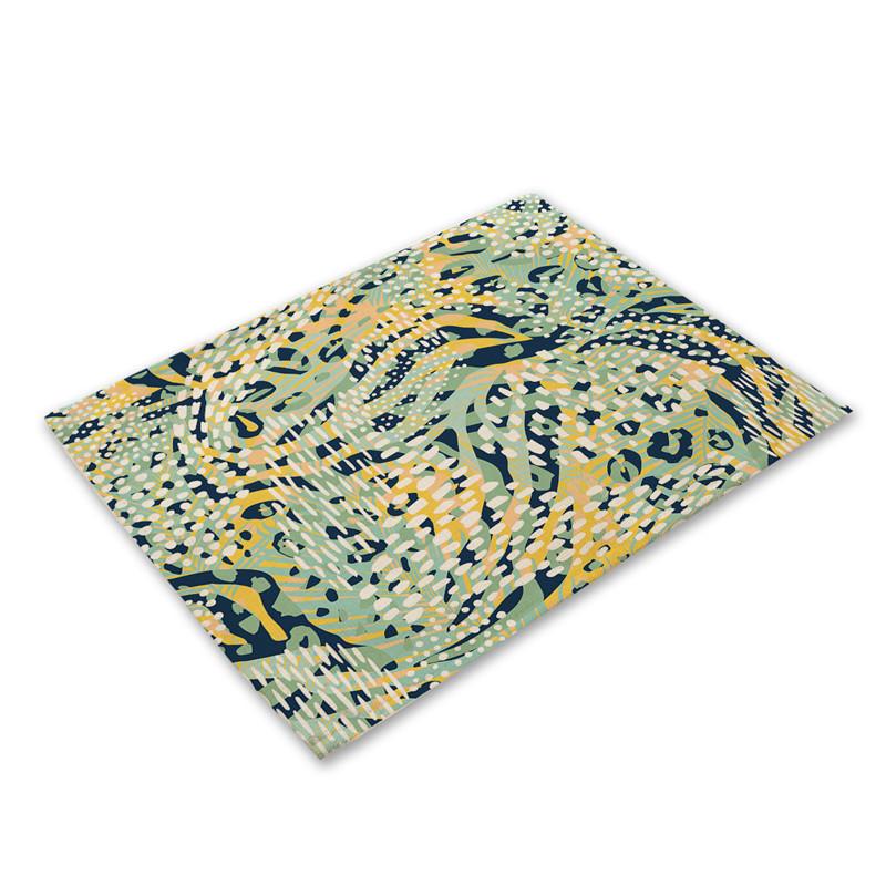Anti-scalding Table Mats Leopard Print Linen Placemats For Kitchen Table Cup Coasters Placemat For Dining Table