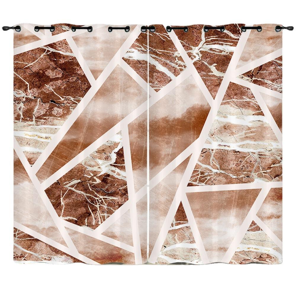 Curtain Texture Geometric 3D Digital Printing Blackout Curtain Bedroom Punching