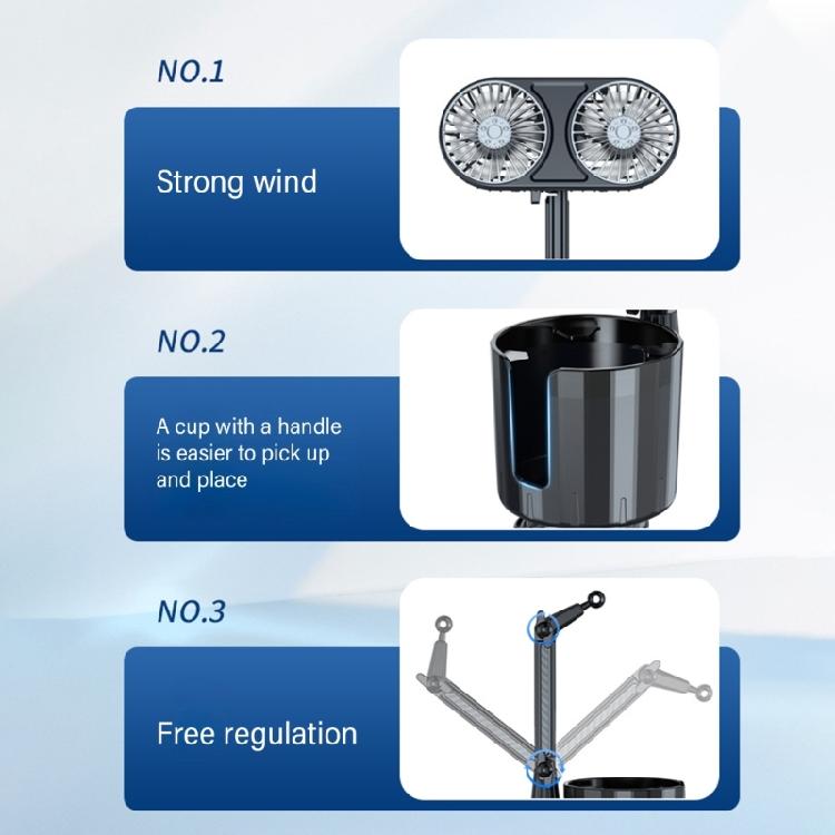USB Car Fan with Light Adjust Speed 360 Degree Rotating Perfect for Camping Traveling Cup Holder