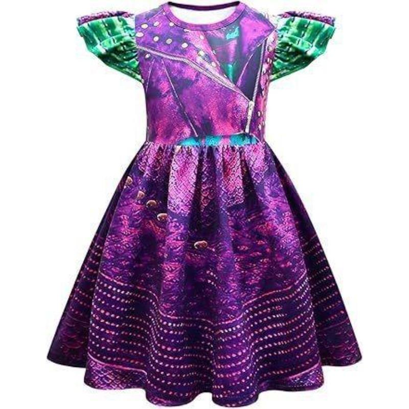 Halloween Vampire Descendants 4 Children'S Flying Sleeve Dress 2D Printed Children'S Suit Skirt