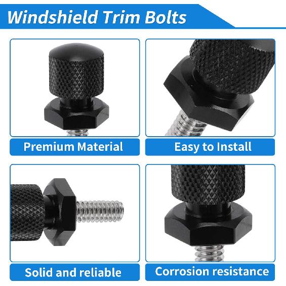 Parafusos para Para-brisa para Harley Davidson Touring Street Glide/Street Glide Specials 14-24 1 Peça Parafuso Longo 2 Peças Parafusos Curtos Liga de Alumínio Preto