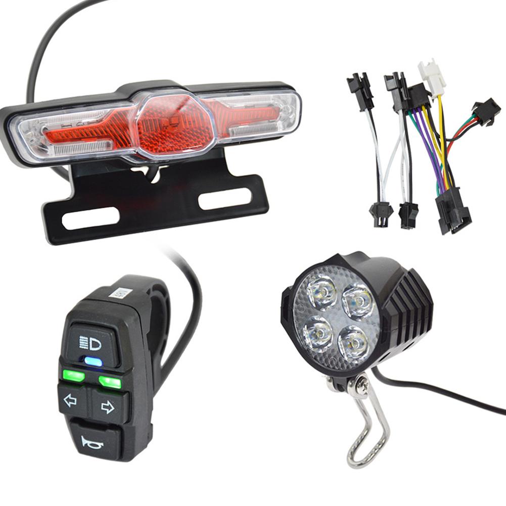 Ebike Front Brake Rear Light 24V 48V Bike Rack Lamp with Horn Headlight Switch Electric Bicycle Turn Tail Light Accessories Set