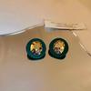Summer Green Flower Fashionable and Elegant Earrings Temperament Versatile Sweet Stud Earrings Atmospheric Fresh Earrings