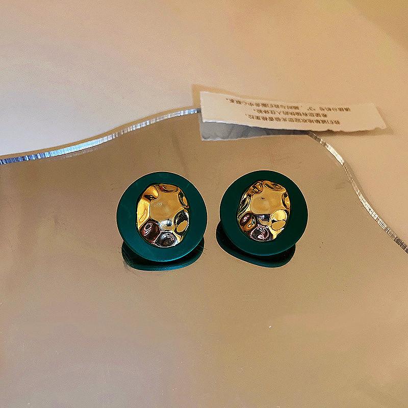 Summer Green Flower Fashionable and Elegant Earrings Temperament Versatile Sweet Stud Earrings Atmospheric Fresh Earrings