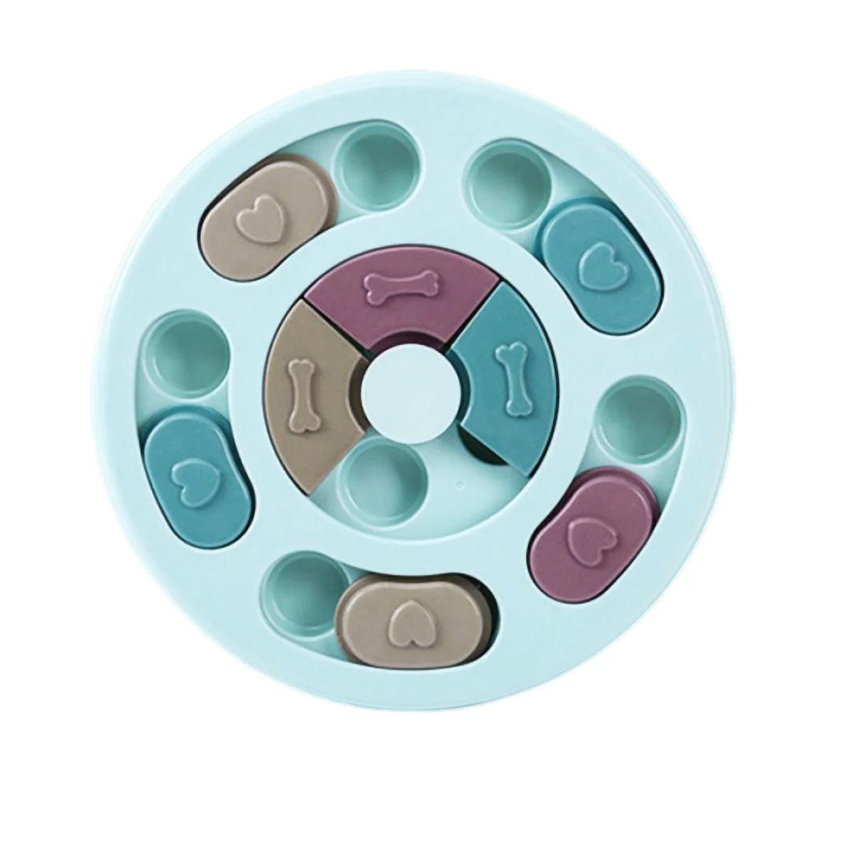 

Умный инструмент Отделения для еды Колесо-пазл для медленного кормления питомцев Лоток для кормления собак Медленная кормушка Миска для питомцев для кошек собак Игрушки для игры темно-синий