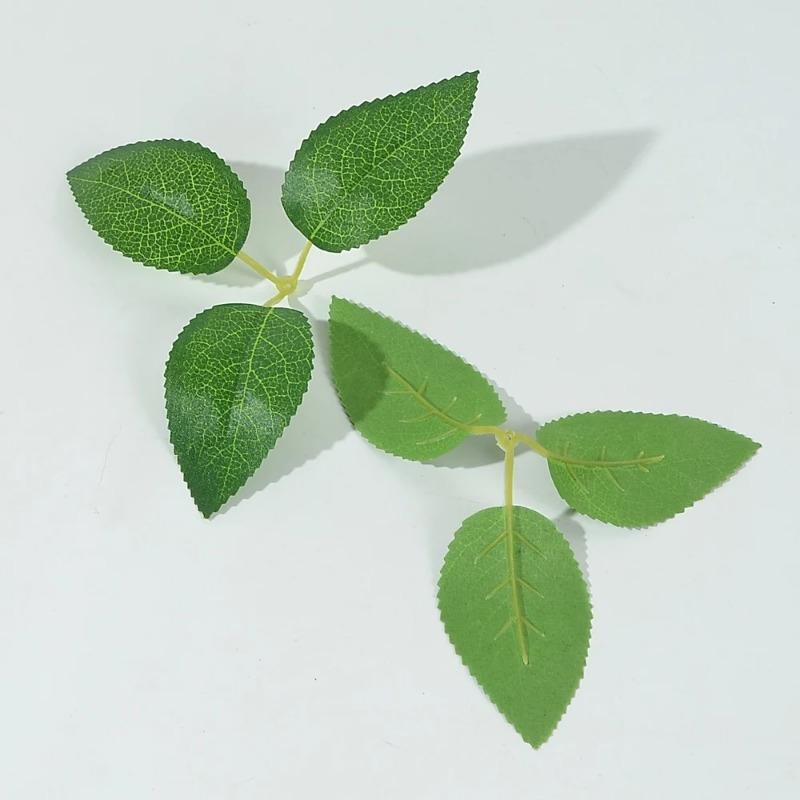 20pcs Silk Roses Green Leaf Artificial Plants Decorative Flowers for Wreaths Christmas Home Decor Wedding Bridal Accessories