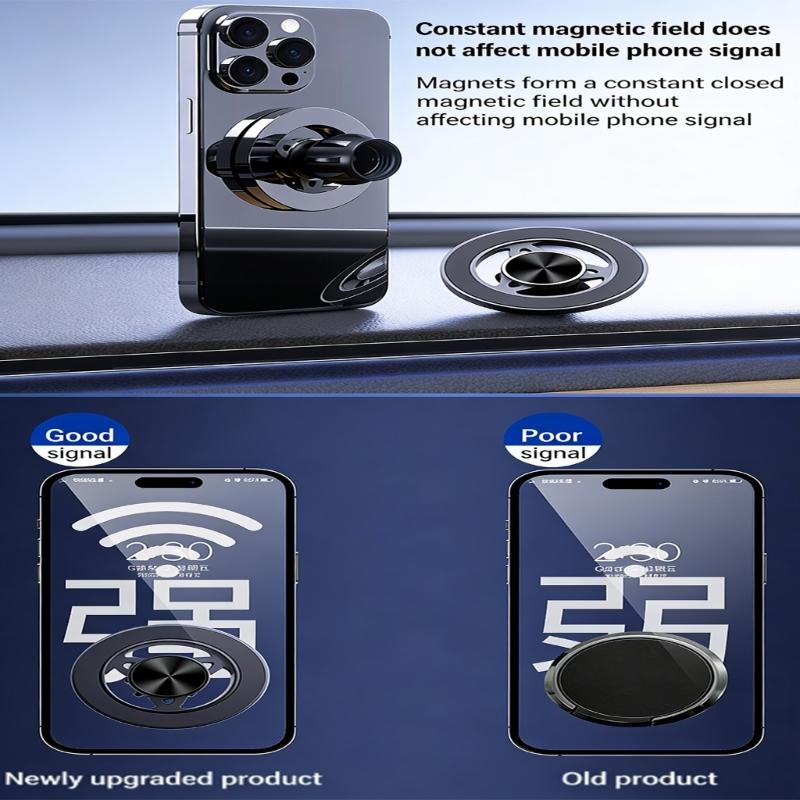 Wireless Charging Friendly Car Phone Holder Magnetic Mount Including 360° Rotation Strong Build for Devices