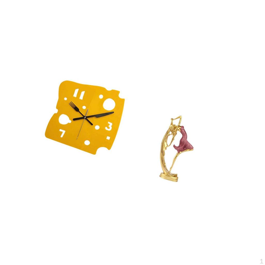 Nordic Minimalist Cheese Clock And Ballet Dancing Girl Statue Ballerina Dancer Sculpture Resin Art