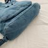 Vintage Denim Tote Bag Multi-Pocket Commuter Shoulder Crossbody Bag