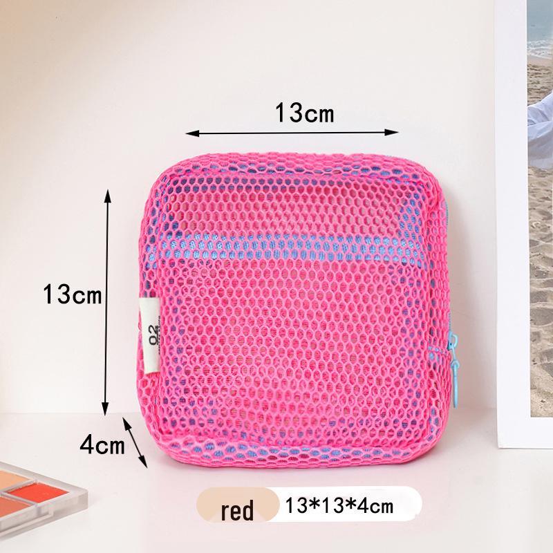 Dopamine Mesh Tofu Bag - Women's Large-Capacity Cosmetic Case & Mini Coin Purse