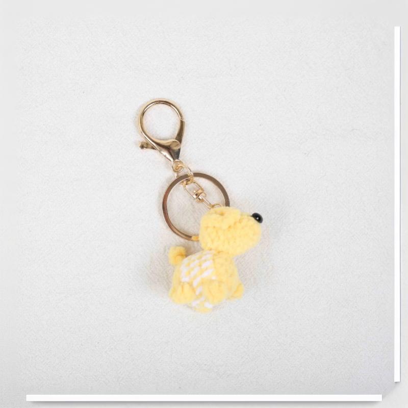 1Pcs Knitted Animal Dog Pendant Fashion Handmade Crochet Keychain Cute Mini Knitting Puppy Keyrings Bag Charm Decoration