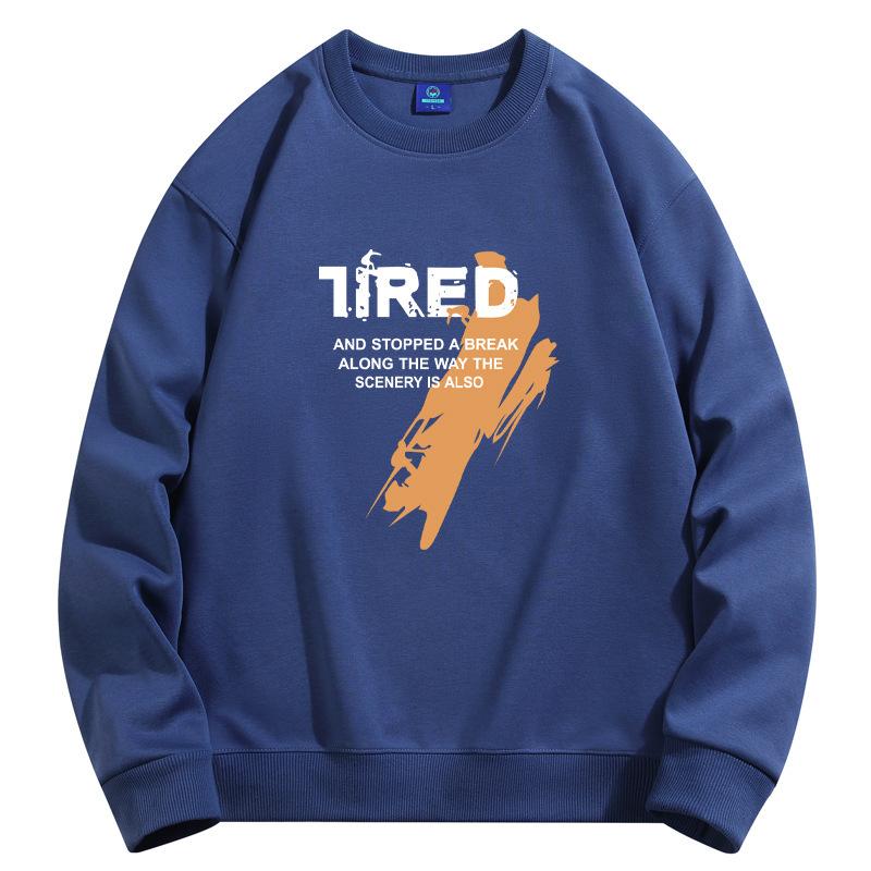 Tired Pattern Men's Round Neck Sweatshirt Man Casual  Long Sleeve Pullovers Large Size