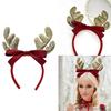 Christmas Decorative Antler Hairhoop Christmas Party Bowknot Headband Festival Accessories Hairhoop for Family Gathering  Red