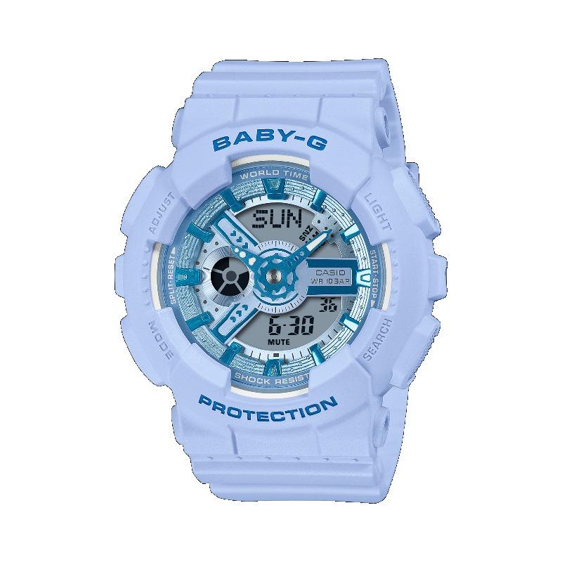 Casio Baby-G Women s Resin 100M Water Resistant Analog Shock Resistant Quartz Watch BA-110YK-2A синий