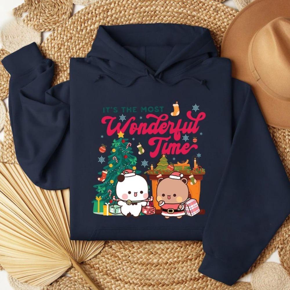 Bubu Dudu Christmas Hoodies Funny Holiday Hoodie Cute Bear Sweatshirt Men Women Casual Fashion Xmas Clothing Hot Sale Apparel