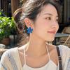 Asymmetry Design Flower Stud Earrings Bright Color Statement Earrings Office