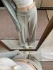 Autumn 2026 Women's Striped Drawstring Casual Pants - Floor-Length, Loose, Slimming Style