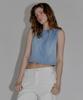 Assenti Linen Denim Boat Neck Sleeveless_Light Blue