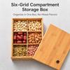 Bamboo Divided Nut Tray 6 Grid Lidded Dried Fruit Container  Festive Food Display