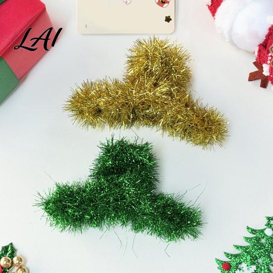 Holiday Hair Accessories for Christmas Party Shiny Tinsel Claw Clip Women Festive Updo Shark Clip Themed Pins Elegant Accessory Thick And