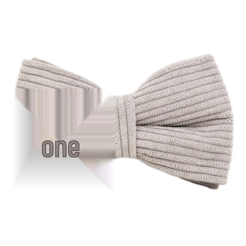 Light Gray Striped Corduroy Dog Collar and Leash Set for Outdoor Use XS