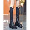 2025 autumn and winter new thick heel thick sole autumn and winter high heel cream boots V mouth but knee boots knight boots boots boots