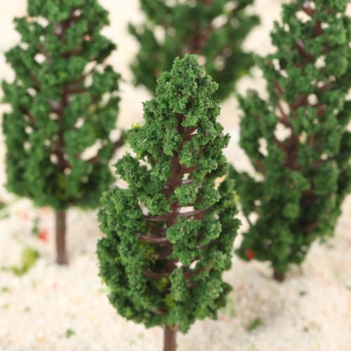 Set of 50 Pine Trees, Model Trees for Dioramas, Railway Models, Architectural Models, Miniature Garden Scenery Collection, Approx. 78mm