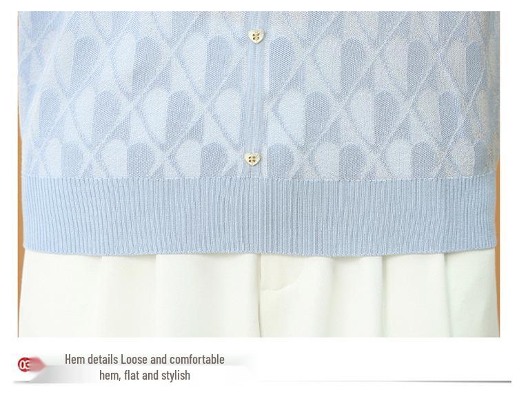 2025 Summer Ice Silk Cool Knit Short Sleeve Top for Middle-Aged & Elderly Women