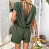 Spring 2025 Summer Cross-Border European and American Foreign Trade Women Clothes Bohemian Casual Solid Sexy Hollow One-Piece Pants
