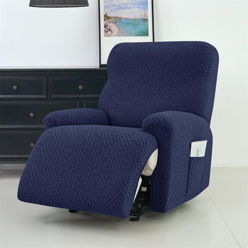 4Pcs/set Jacquard Recliner Sofa Cover Stretch Armchair Slipcovers Solid Color Non-Slip Couch Slipcovers for Home Office Decor