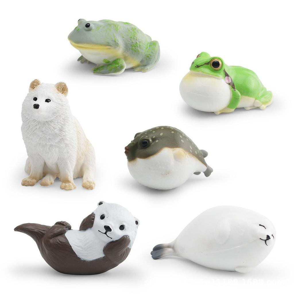 Children's Cognitive Simulation: Wild Animal Models - Rain Frog, Clown Frog, Otter, Seal, Pufferfish, Raccoon, Cat Ornament