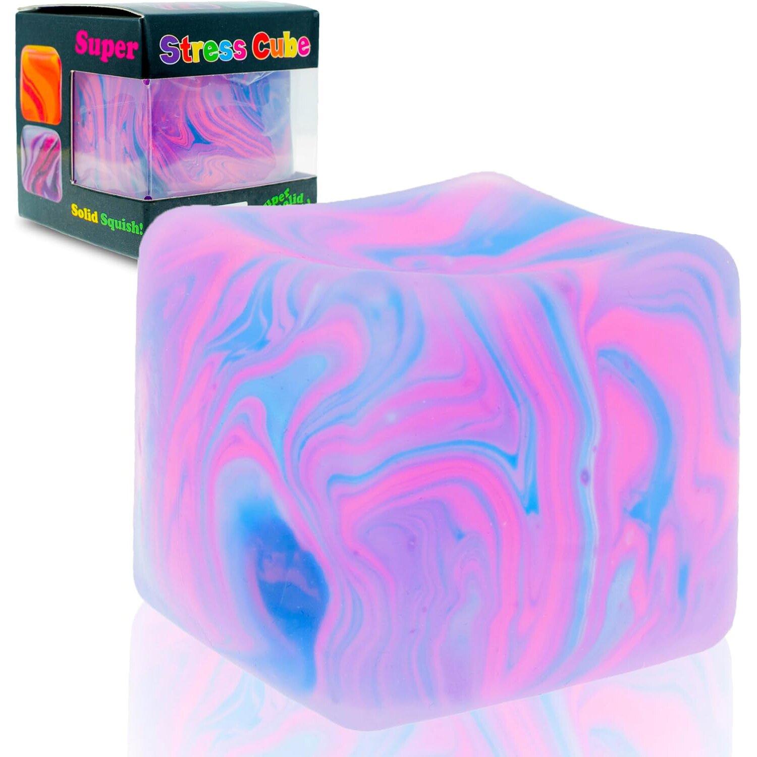 

Kids Childrens Clear Malt Sugar Stress Cube: ASMR Squishy Fidget Toy, Nice Cube Squeeze Object, Anxiety Relief for Focus Adults