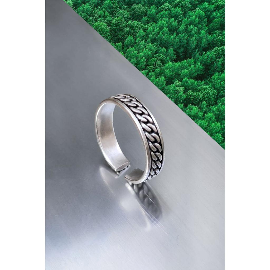 Ketten-Ehering-Modell, Unisex, verstellbar, versilberter Ring