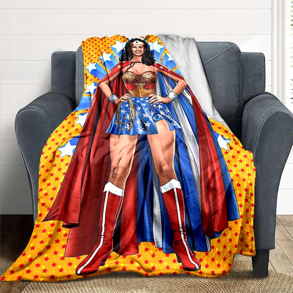 

1pc Wonder Woman Flannel Throw Blanket Soft, Warm & Cozy for Couch, Bed, Office, and Travel Versatile All Season Gift, Christmas present 80x120cm