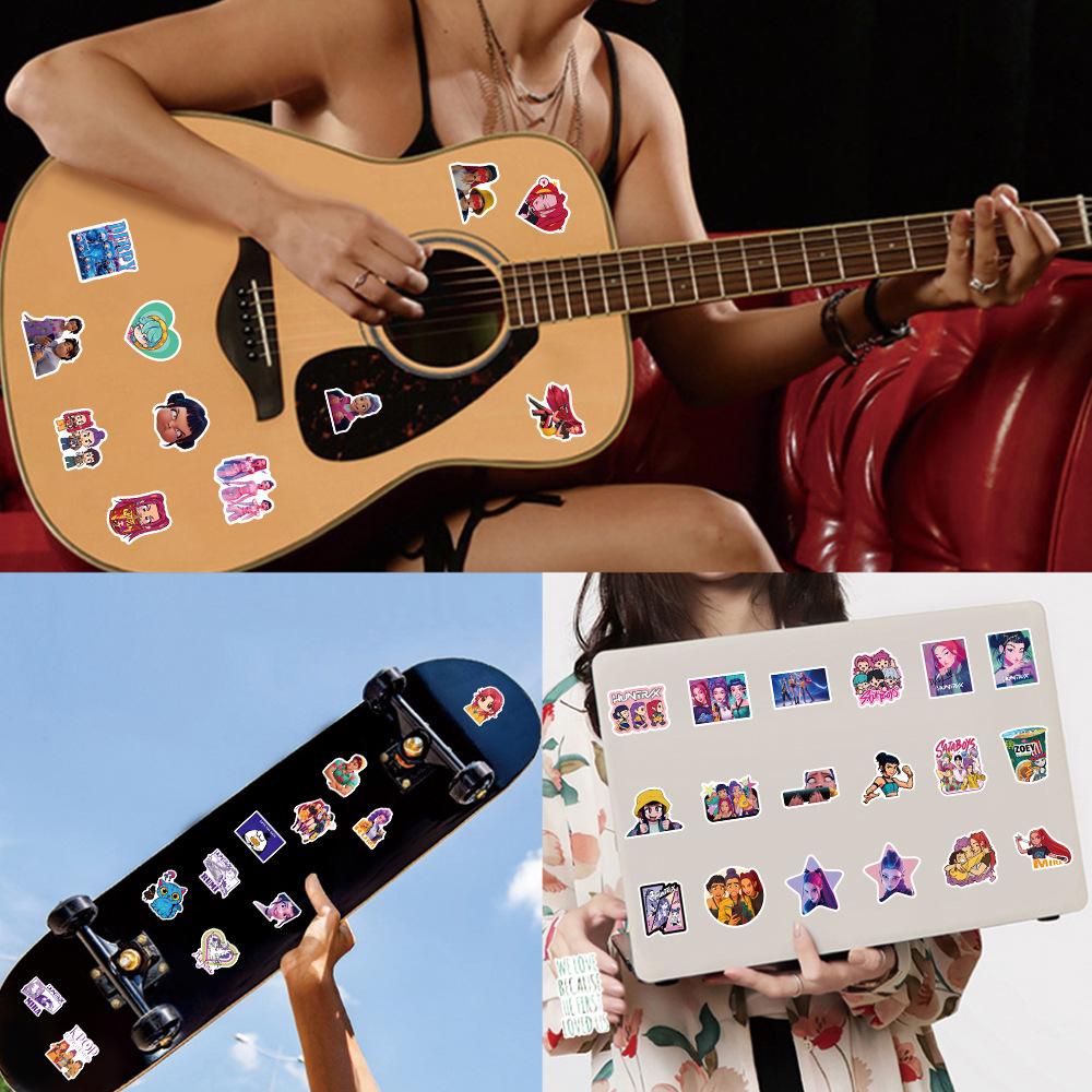 104PCS Anime Kpop Demon Hunters Stickers Demon Hunters Tiger DIY Stickers Scrapbooking Phone Luggage Skateboard Waterproof Decal