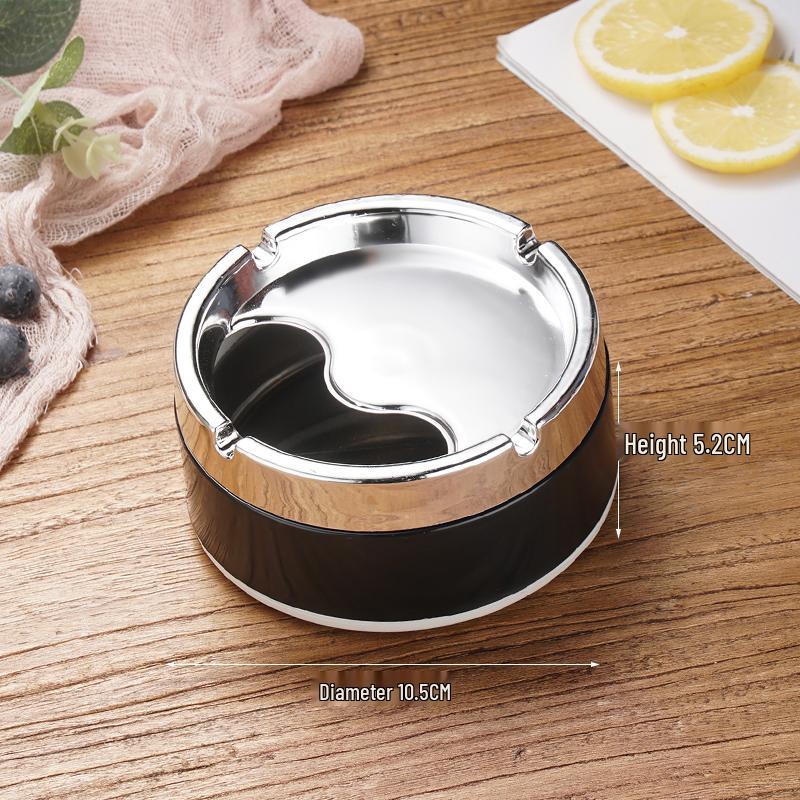 Creative Stainless Steel Ashtray with Lid - Anti-Fly, Ideal for Office, Bathroom, or Living Room