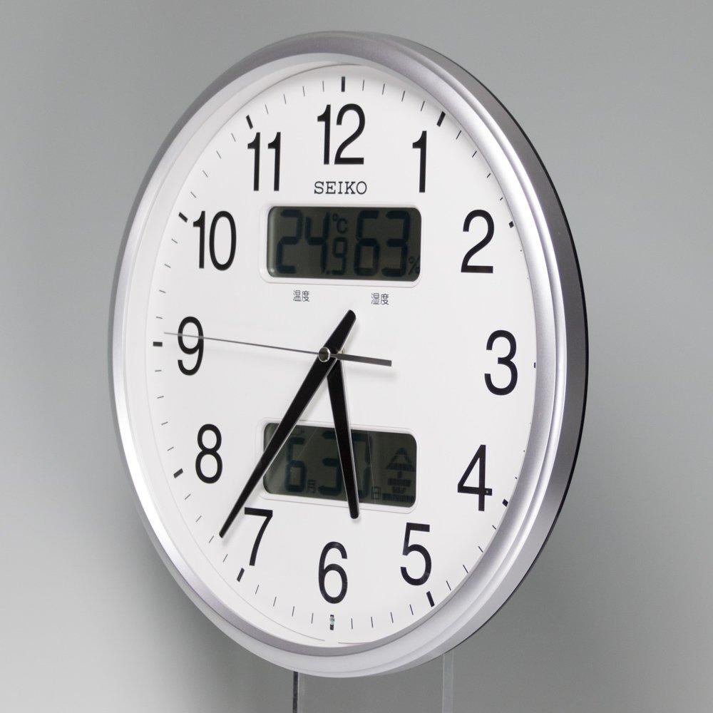 Prodloužená záruka výrobce Hodiny Seiko Nástěnné hodiny Seiko s rádiem Analogový kalendář Zobrazení teploty a vlhkosti Stříbrná metalická KX235S [2 roky