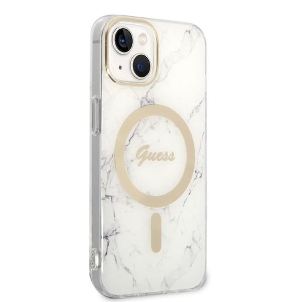 Guess GUBPP14MHMEACSH Case+ Charger Set iPhone 14 Plus / 15 Plus 6.7" white/white hard case Marble MagSafe