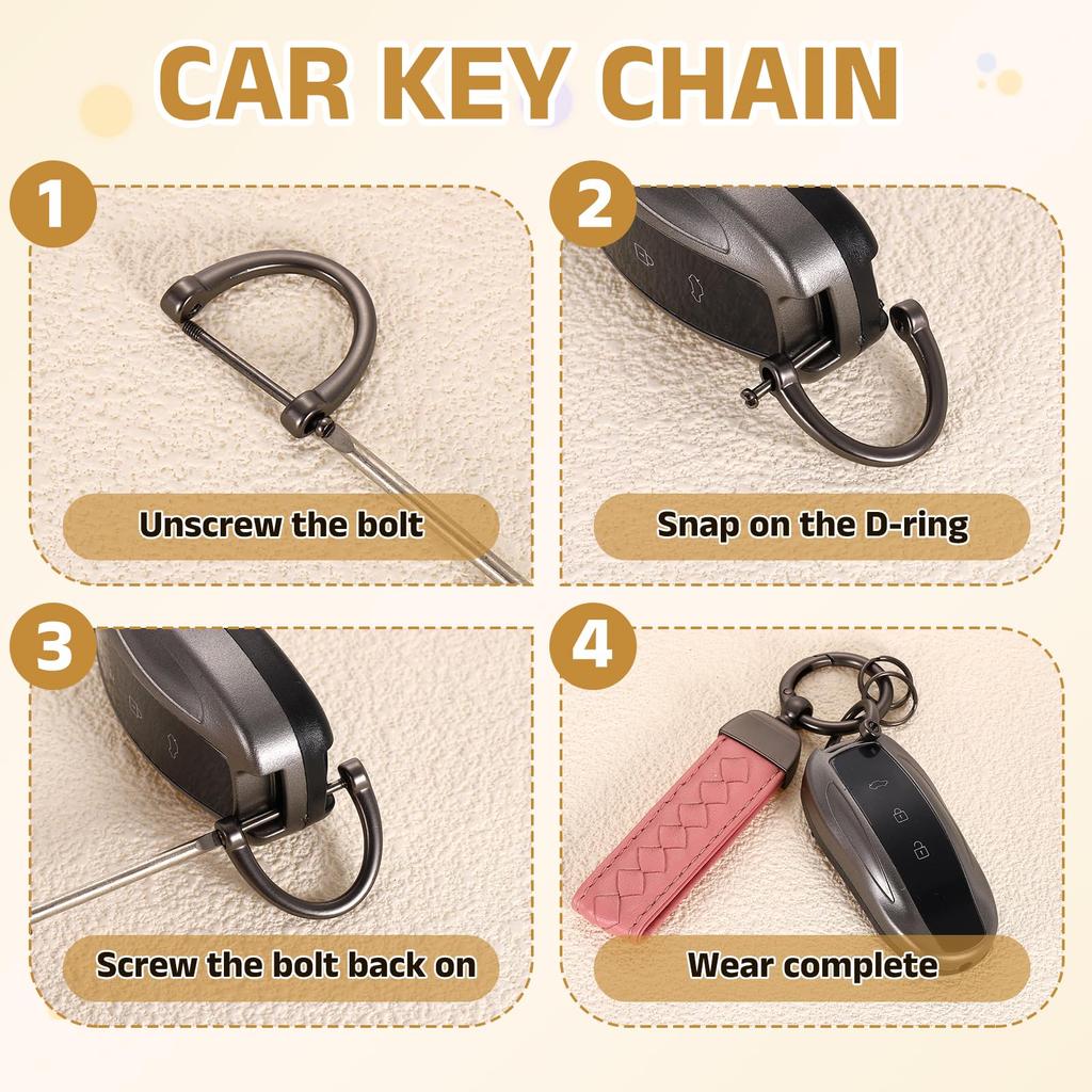 Leather Car Keychain with and Silver Red [uxcell] D-ring Keyring, Unisex,