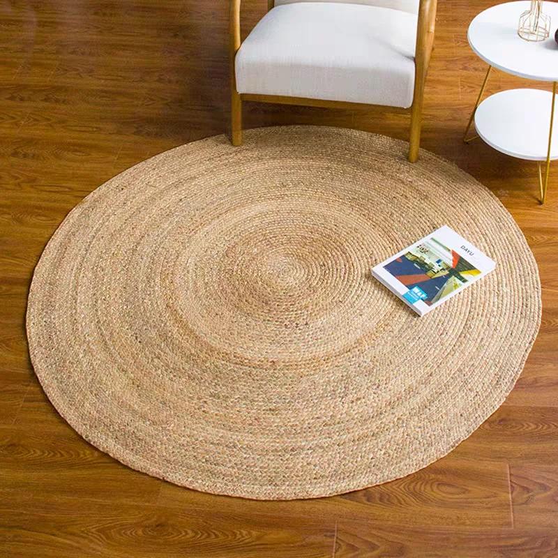 Ovale Runde Teppiche aus Naturrattan für Wohnzimmer Schlafzimmer Japanischer Stil Strohteppiche Binsen Gras Bodenmatten Handgewebte Heimdekoration