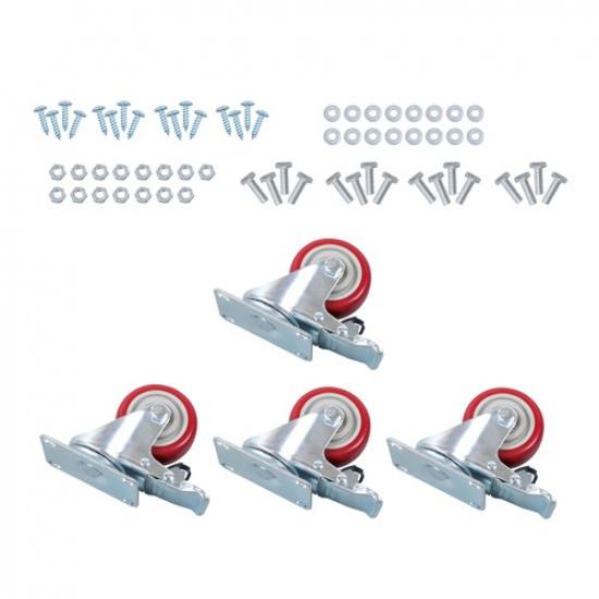 4 Pcs With Brake 360 Degree Heavy Duty Swivel Caster Wheels 3 Inch Plate