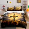 "Sunflower Cross Religious Decoration Set" Soft Skin-Friendly Bedding Set Includes 1 Duvet Cover And 2 Pillowcase Gift