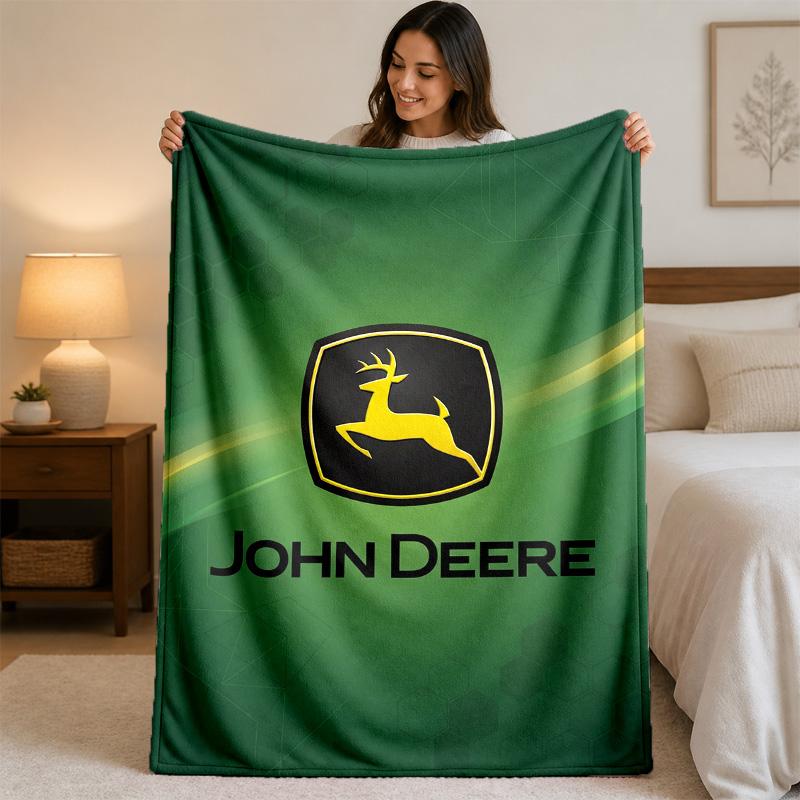 john deere Print Flannel Blanket Cozy Lightweight Plush Throw Blanket For Bed Sofa Household Use