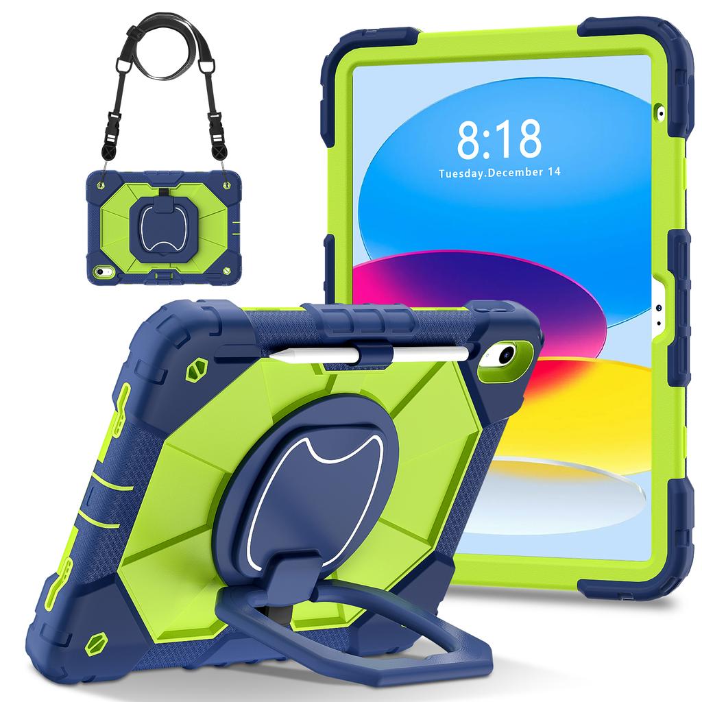 Kids Tablet Case For iPad 10 10.9 10th 10.2 Pro 11 9th 8th A16 Air 5 4 Generation Shockproof Rotating Stand Shoulder Strap Cover