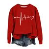 Damenmode Valentinstag Bedrucktes Langarm Locker Rundhals Sweatshirt Oberteil Herbst